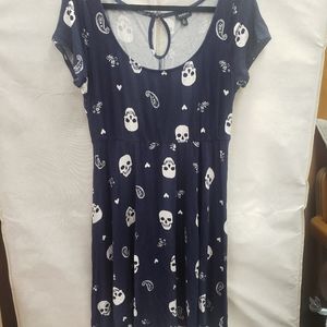 Torrid navy blue dress with skulls